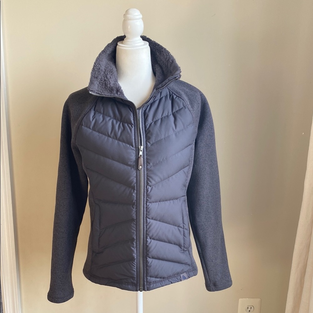LL Bean Downtek Duck Down Fleece Lined Mock Neck Lightweight Jacket